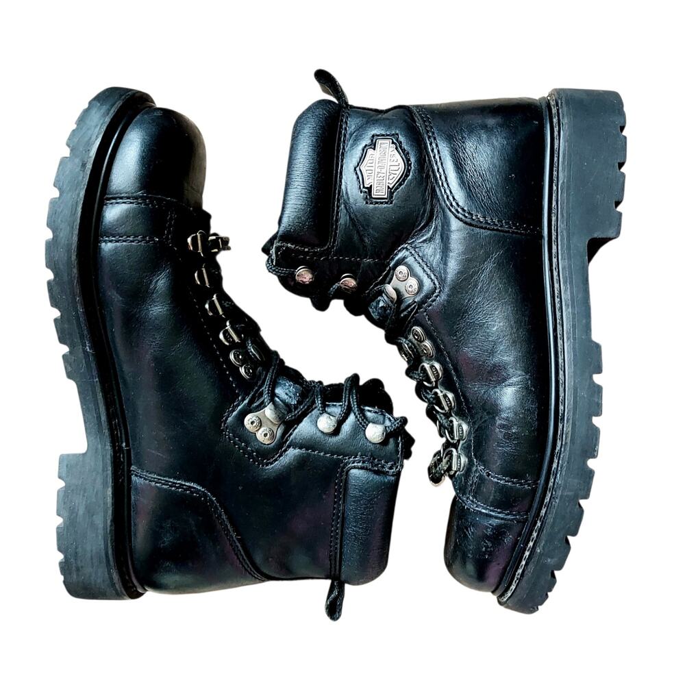 Harley-Davidson Dipstick Motorcycle Moto Biker Boot Black Steel Toe Women's Sz 9 - Picture 4 of 9